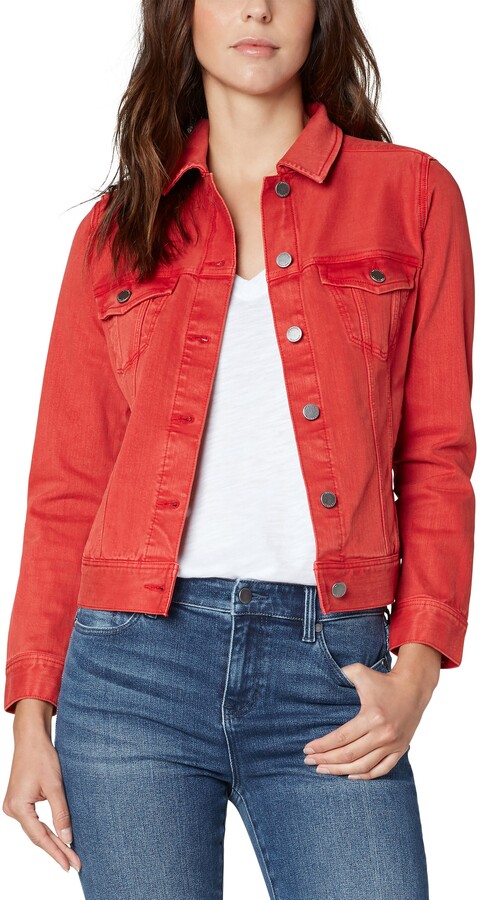 red fur denim jacket