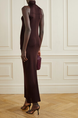Proenza Schouler Draped Cutout Stretch-knit Turtleneck Maxi Dress - Brown