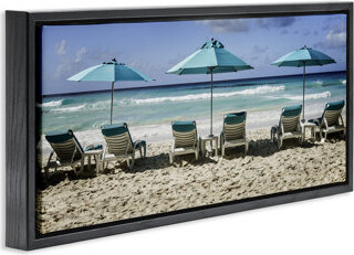Dovecove Lined Up Beach Chairs Floating Frame design by Mary Lou Johnson