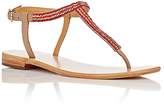 Thumbnail for your product : Barneys New York Women's Beaded Leather T-Strap Sandals