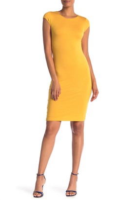 lipsy halterneck bodycon dress in mustard
