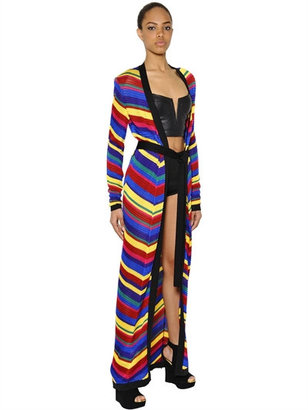 Balmain Striped Knit Long Cardigan