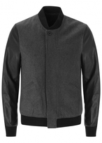 Thumbnail for your product : Paul Smith Grey leather and felt bomber jacket