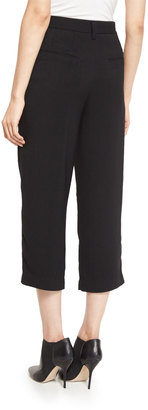 Maiyet Pleated-Front Cropped Pants, Black