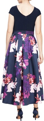 SL Fashions Floral Skirt Asymmetric Cocktail Dress