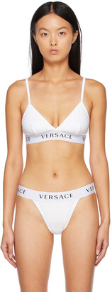 Versace Underwear White Logo Triangle Bralette