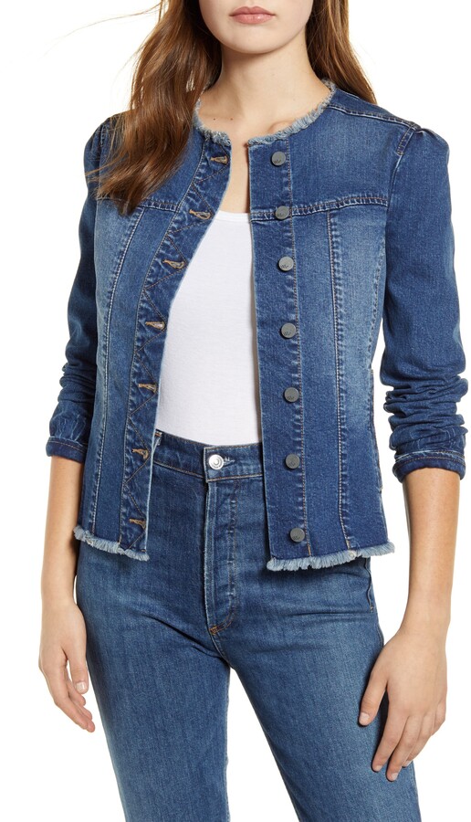 collarless denim jacket men