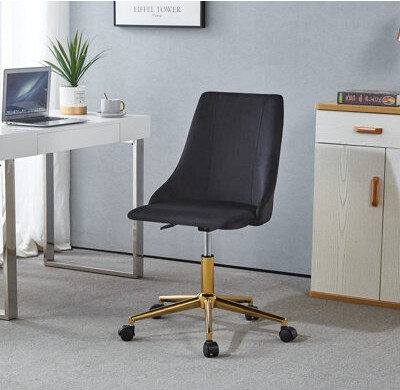 Willa Arloâ"¢ Interiors Torrance Velvet Upholstered Office Chair with Gold Accent Base