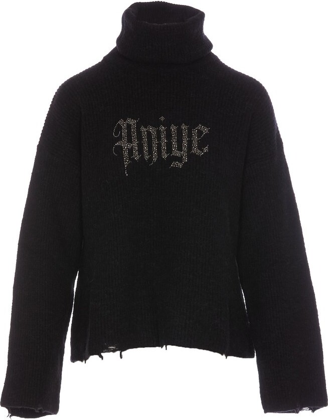 Aniye By Elettra Logo Embellished Distressed Jumper - ShopStyle Sweaters