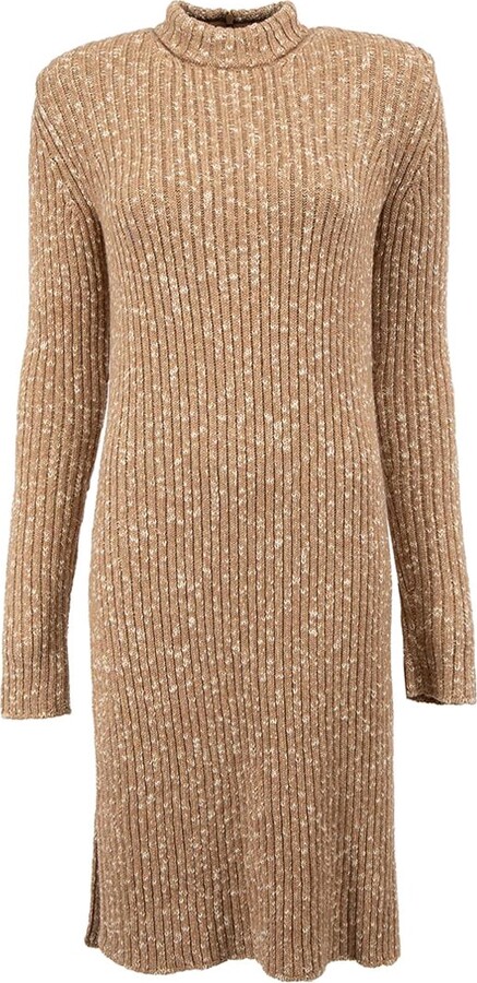 Celine Brown Marl Knitted Midi Dress Size S