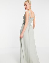 Thumbnail for your product : Little Mistress embellished yolk pleated maxi dress in sage green