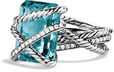 Thumbnail for your product : David Yurman Cable Wrap Ring with Blue Topaz and Diamonds