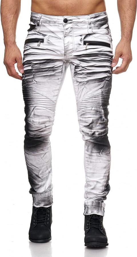 KINGZ 1372-2 Men's Jeans White Black - Multicolour - W36 - ShopStyle