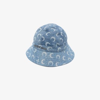 Marine Serre Blue Crescent Moon Print Denim Bucket Hat - ShopStyle