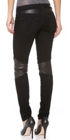 Thumbnail for your product : True Religion Super Skinny Moto Pants with Leather Trim
