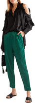 Thumbnail for your product : By Malene Birger Ietos Cropped Gathered Satin Tapered Pants