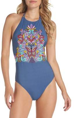 Nanette Lepore Dazed Denim Goddess One-Piece Swimsuit