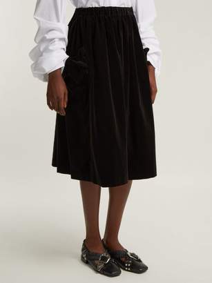 Comme des Garcons Girl Girl - Bow Trim Velvet Midi Skirt - Womens - Black