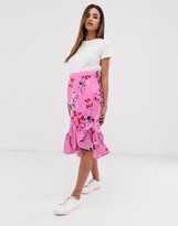 Thumbnail for your product : Vero Moda floral ruffle midi skirt