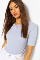 Thumbnail for your product : boohoo Rib Knit Crew Neck Short Sleeve Top