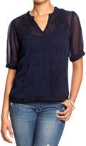 Thumbnail for your product : Old Navy Women's Embroidered Crinkle-Chiffon Tops