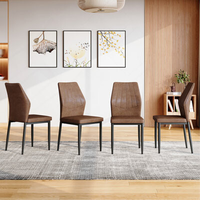 Hokku Designs Set Of 6 Black - And - White Dining Chairs, 37 Inches High: Ergonomic PU Backrest, Combines Comfort And Style.Perfectly Blends Comfort And Elegance