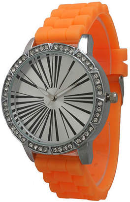 Olivia Pratt Womens Rhinestone Bezel Roman Numeral Dial Orange Silicon Watch 20369Orange Family