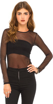 Thumbnail for your product : Motel Rocks Motel Bettina Long Sleeve Crop Top in White Mesh