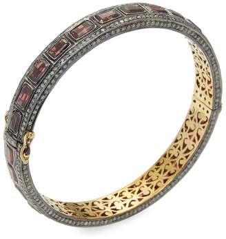 Artisan Women's Silvertone Garnet & Diamond Bangle Bracelet