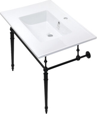 Kingston Brass Edwardian 31-Inch Ceramic Console Sink with Brass Legs