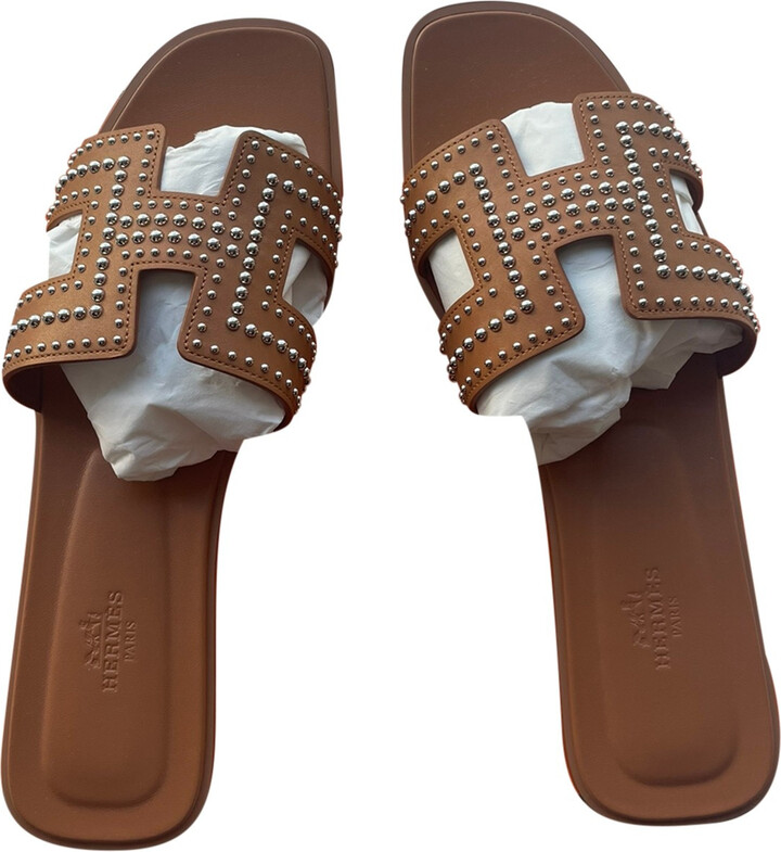 Hermes Oran leather mules ShopStyle