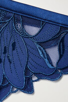 Thumbnail for your product : Fleur Du Mal Lily Embroidered Satin And Stretch-tulle Suspender Belt - Blue