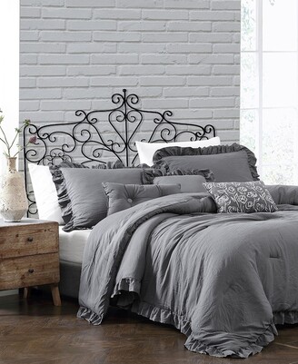 Montage Home Davina Enzyme Ruffled 6 Piece Comforter Set, Queen Bedding