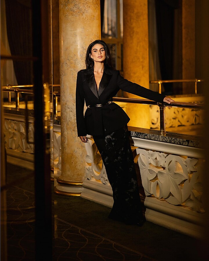 kind society River Island Womens Black Boucle Dogtooth Blazer