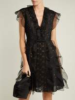 Thumbnail for your product : Giambattista Valli Ruffled Lace Panelled Silk Dress - Womens - Black