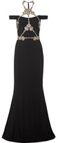 Thumbnail for your product : Reem Acra - Cold-shoulder Embellished Silk-crepe Gown - Black