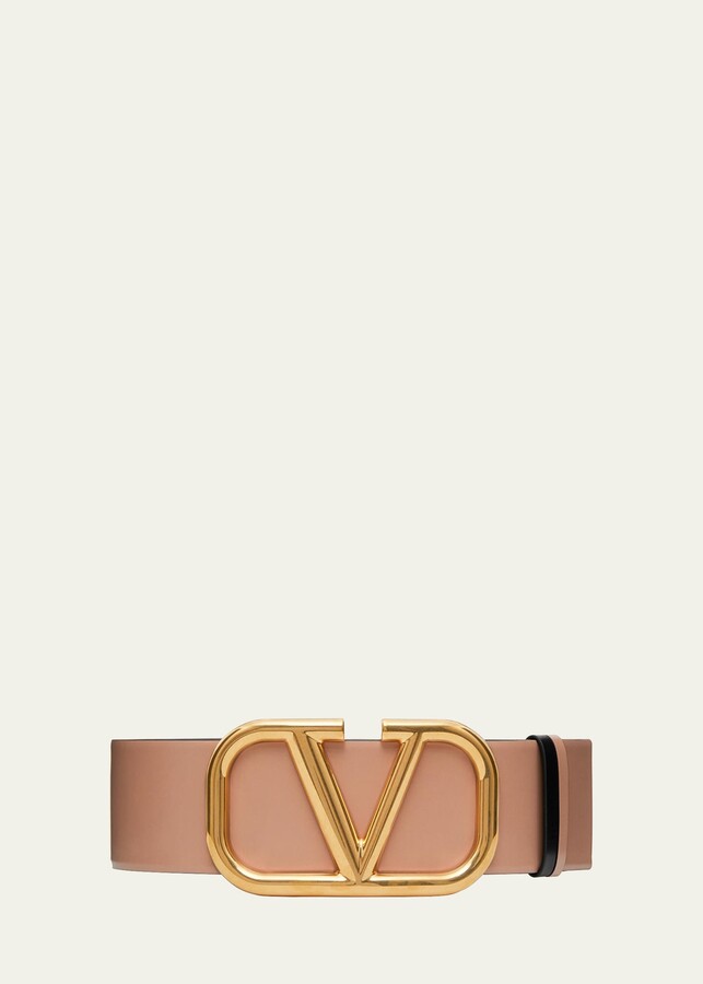Valentino Garavani V-Logo 70mm Wide Box Leather Belt - ShopStyle