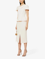 Thumbnail for your product : Roland Mouret Moka high-waist wool-crepe midi skirt