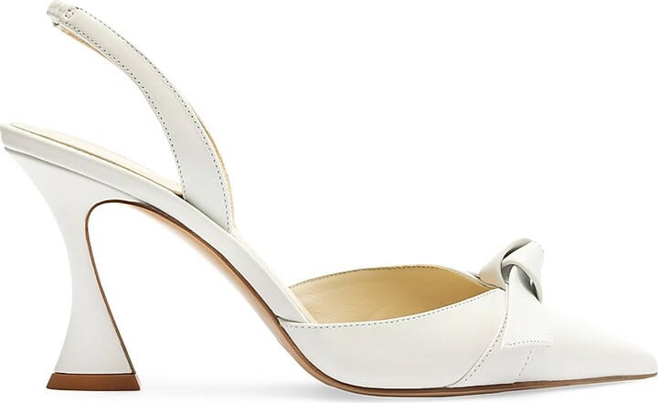 Alexandre Birman Women's Clarita Bell 85MM Leather Slingback Pumps - White - Size 7.5