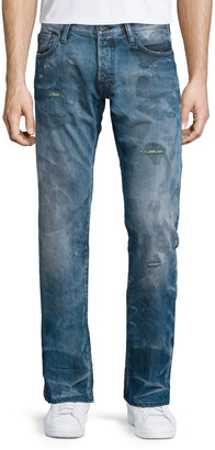 PRPS Barracuda Distressed & Faded Denim Jeans, Blue