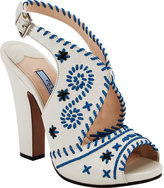 Thumbnail for your product : Prada Whip-Stitched Slingback Sandals