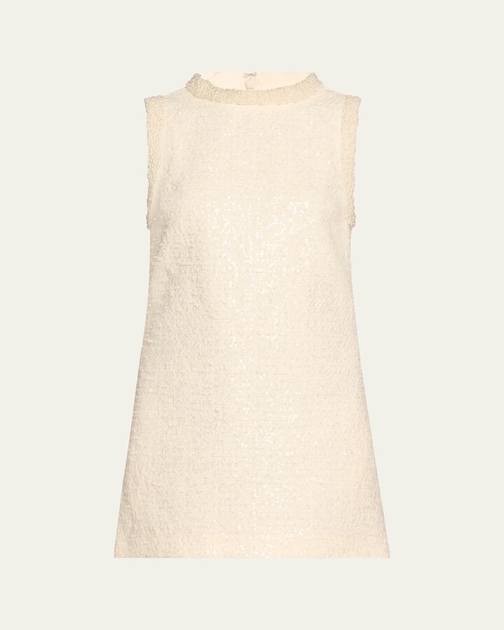 Self-Portrait Boucle Pearly-Trim Mini Dress