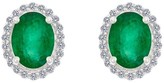 Thumbnail for your product : Premier 8x6mm Oval Emerald & Diamond Stud Earrings, 14K
