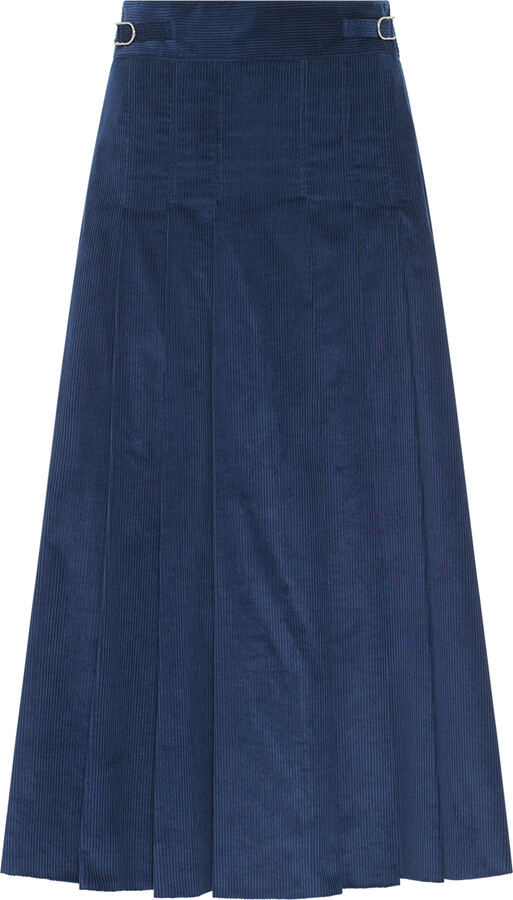 Gabriela Hearst Wesley Pleated Velvet Maxi Skirt