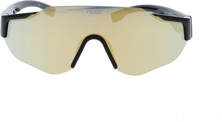 Fendi - Fendi Forceful - Shield Sunglasses - Yellow Gold - Sunglasses - Fendi  Eyewear - Avvenice