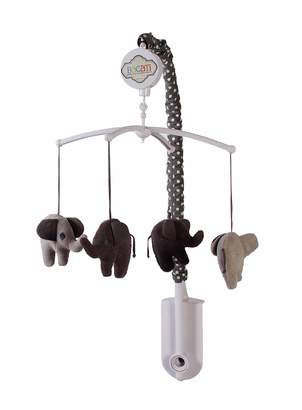 Bacati Elephants Unisex Musical Mobile Playing Brahms Lullaby for Attaching To US Standard Cribs