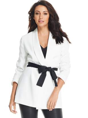 Michelle Keegan Monochrome Contrast Tie Front Blazer