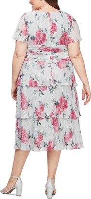 SL Fashions Plus Size Flutter-Sleeve Tiered Midi Dress