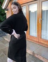 Thumbnail for your product : New Look drop shoulder belted maxi coat in black