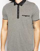 Thumbnail for your product : ASOS Smart Polo Shirt With Woven Collar & Pocket Square
